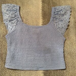 BNWT Women's Universal Thread Eyelet Flutter Short Sleeve Blouse, Size S